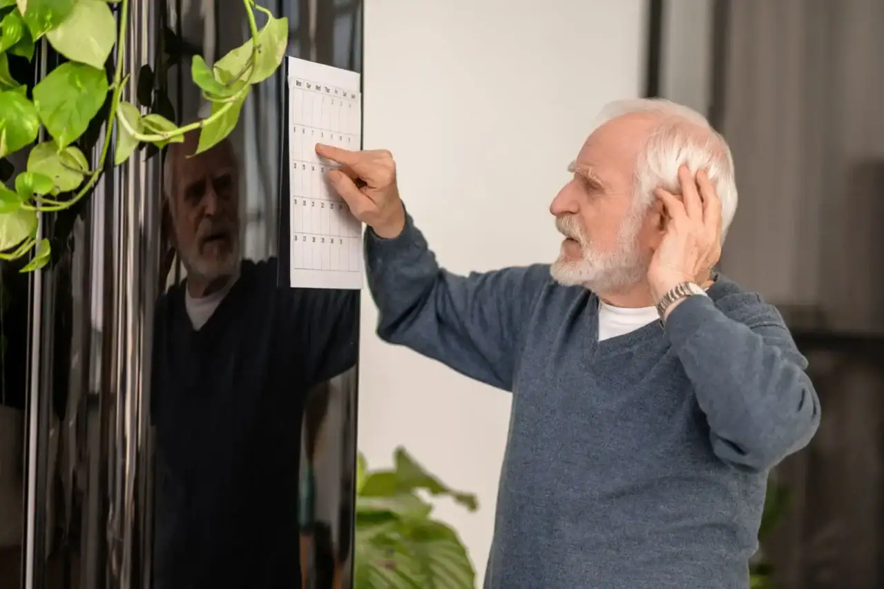 Starší muž počítá, kdy konečně bude moct do důchodu.