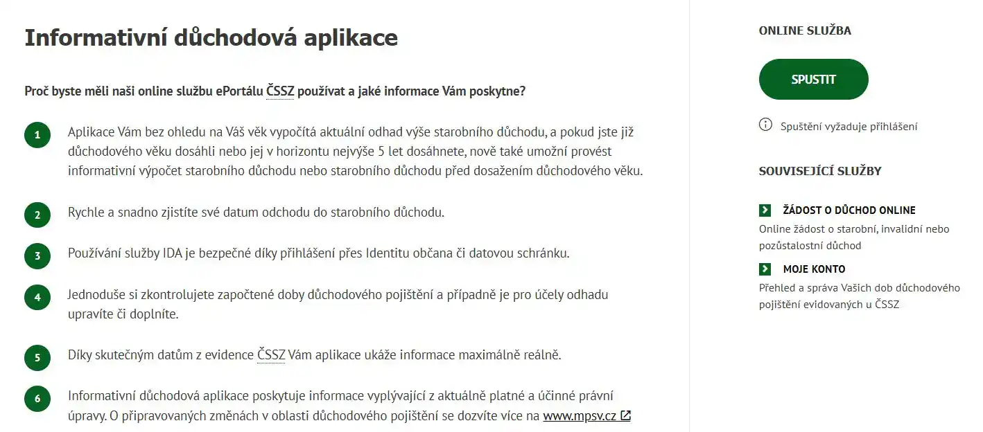 Informativní důchodová aplikace