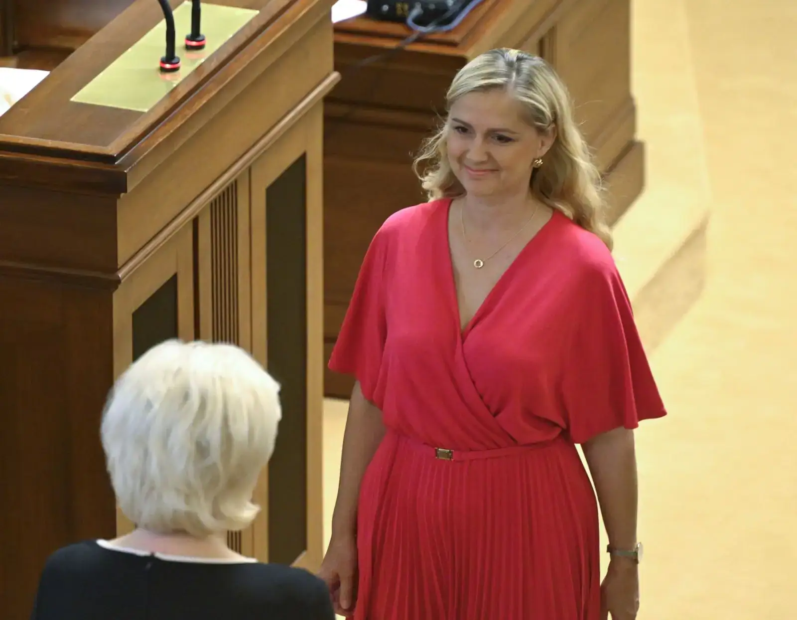 Monika Brzesková při jednání v Poslanecké sněmovně.