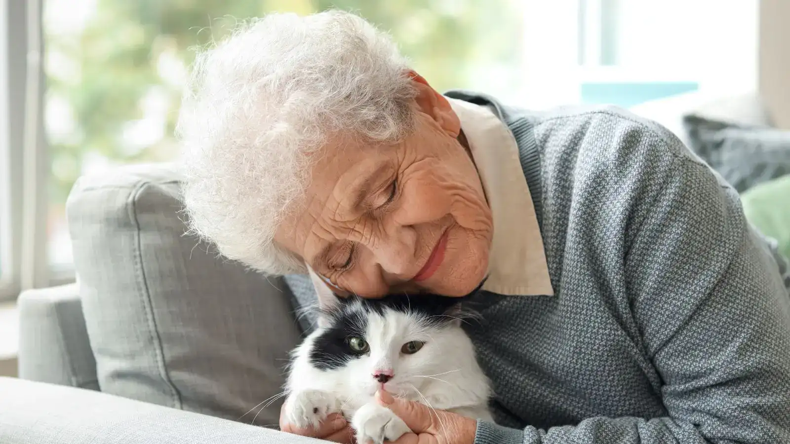 Seniorka s kočkou.