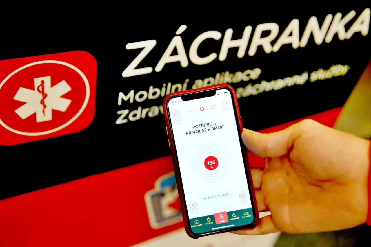 Aplikace Záchranka spuštěná na telefonu